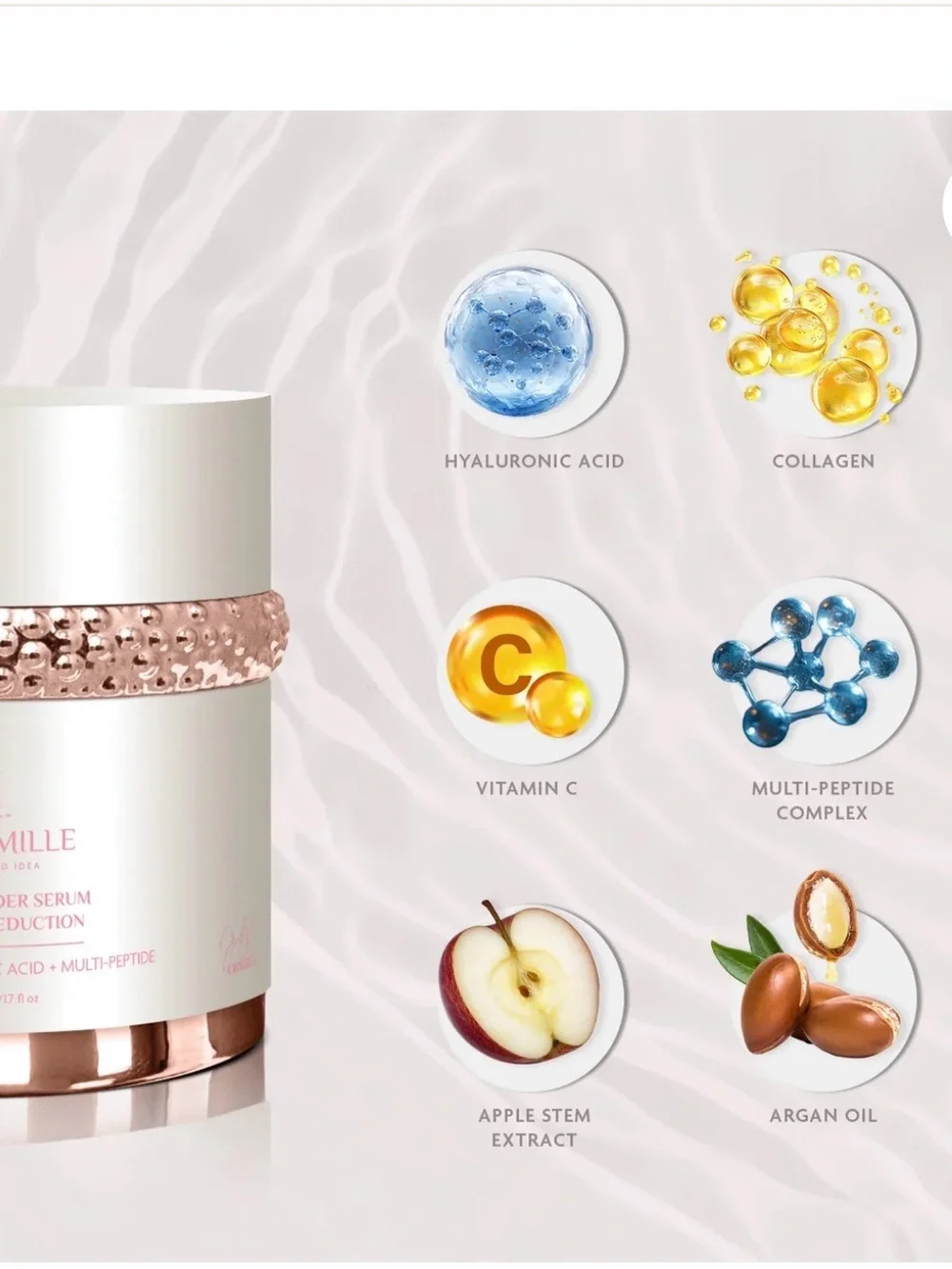 L'Atoua Mille Pink & Rose Gold Collagen Multi Peptide Powder Serum